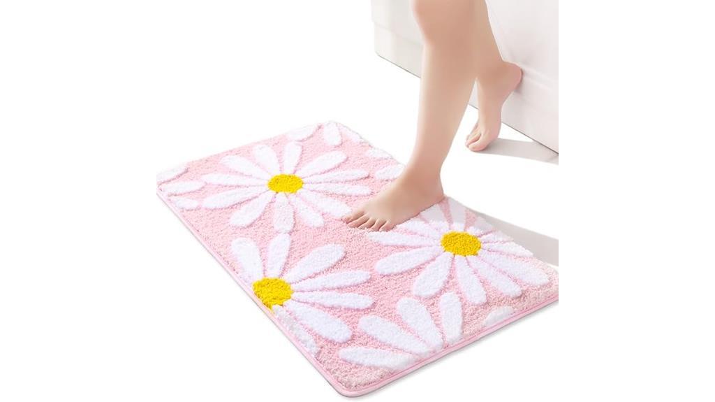 daisy design pink bathroom rug