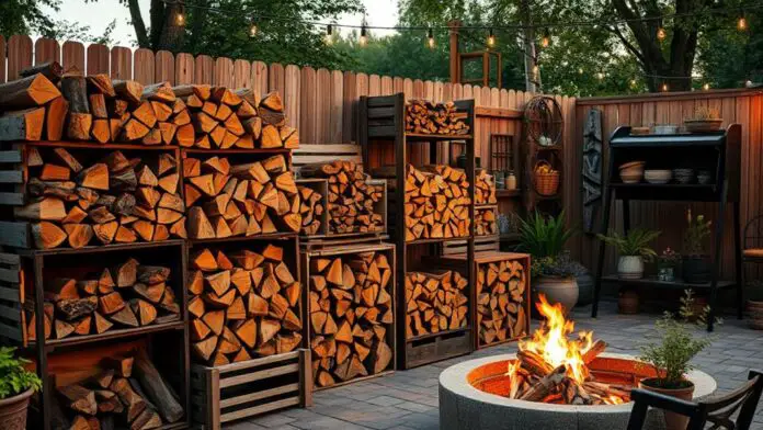 decorative summer firewood storage