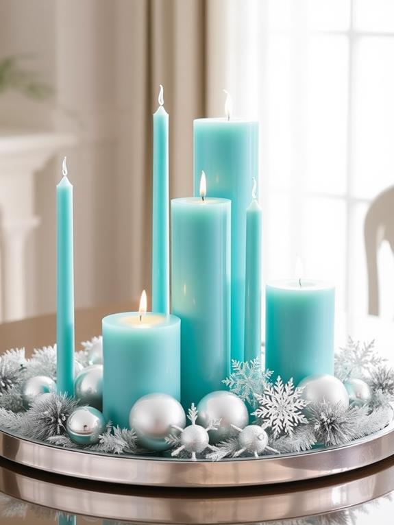 elegant turquoise candle displays