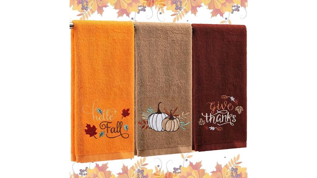 embroidered pumpkin hand towels