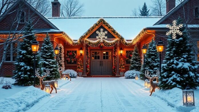 enchanting winter driveway decor