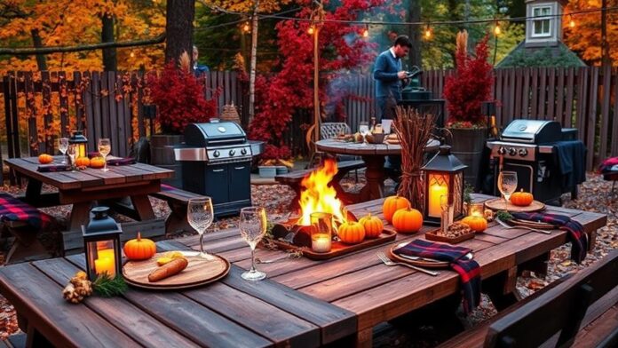 fall bbq area decor