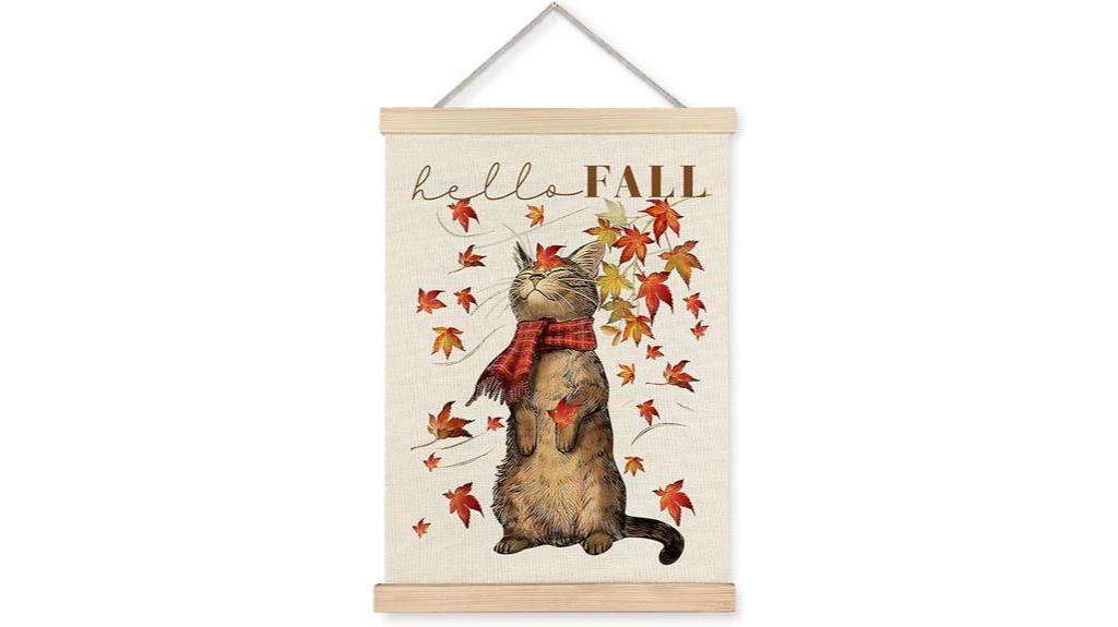 fall cat maple leaf frame