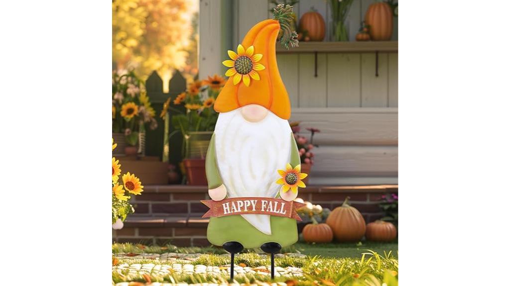 fall gnome pumpkin stakes