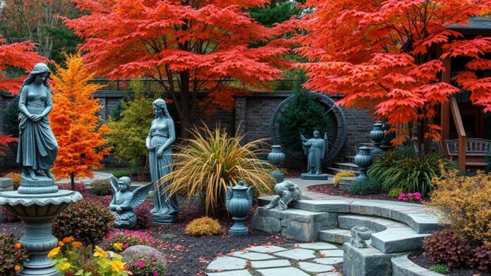 fall sculpture garden decor