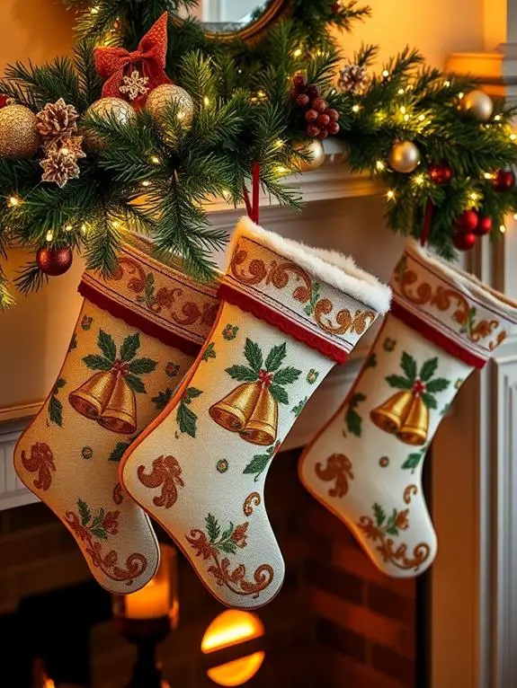 festive bell decorated stockings