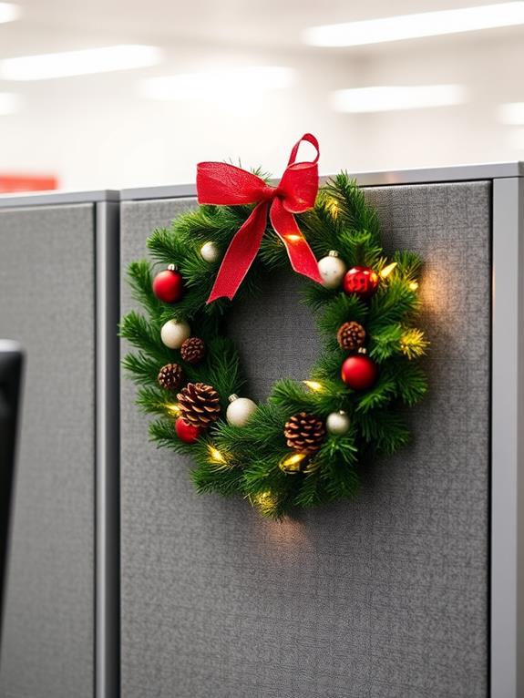 festive office decor wreath