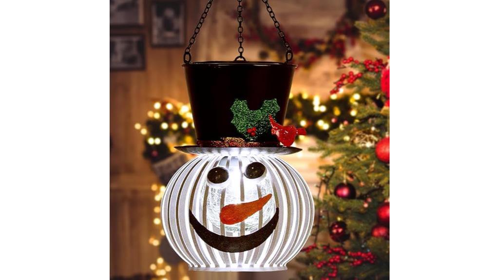 festive outdoor snowman lanterns