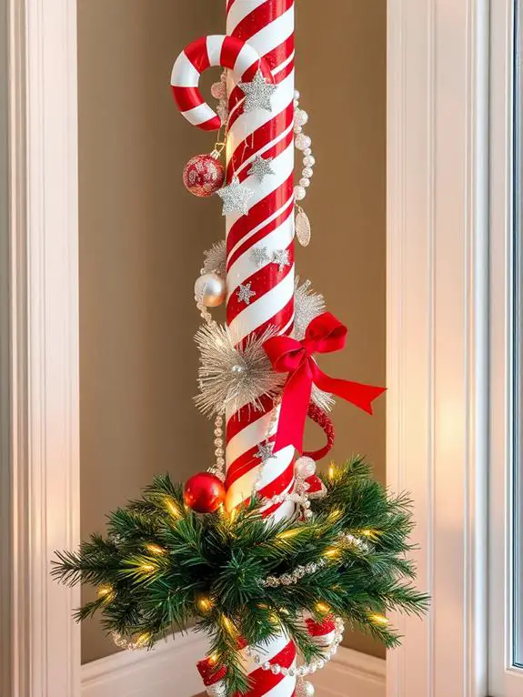 festive striped candy poles