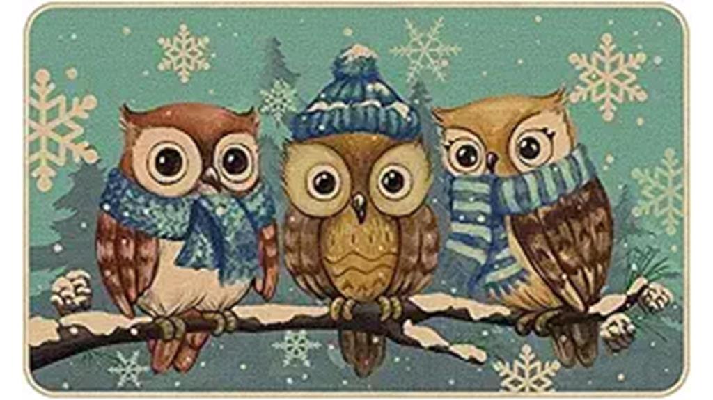 festive winter owl mat