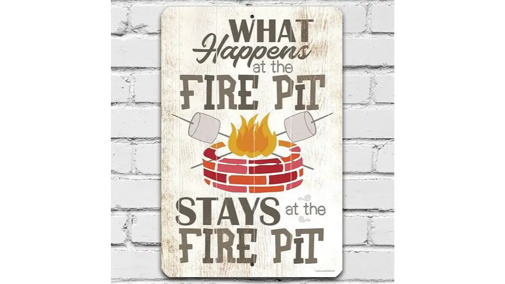 firepit metal sign decor