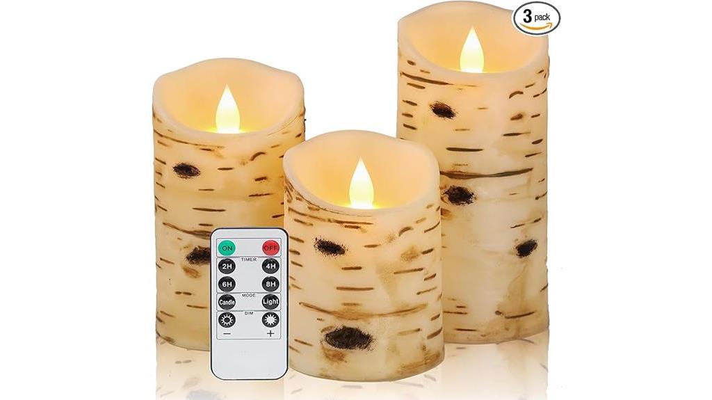 flameless led birch candles