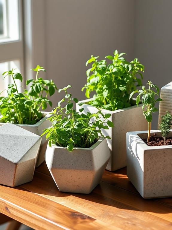 geometric concrete plant pots