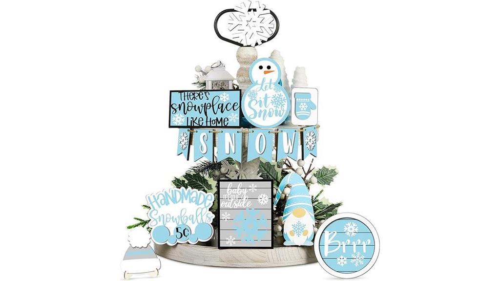 gnome snowflake tiered decor