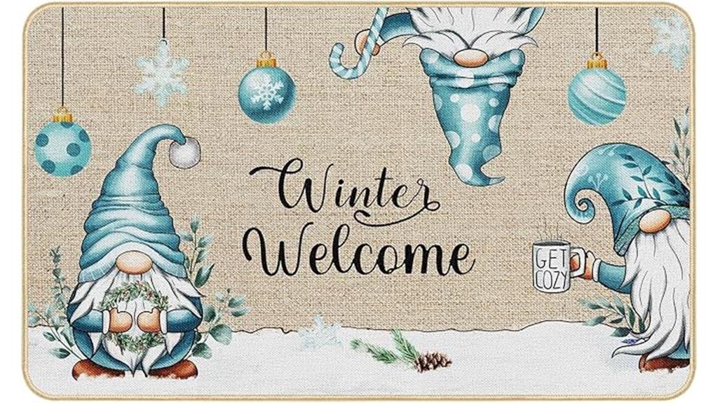 gnome snowflake winter mat