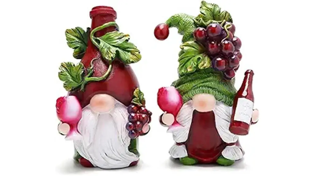 gnome themed red wine decor