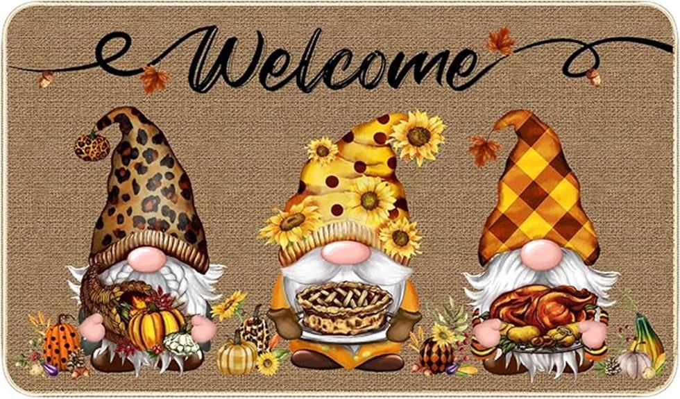 gnome themed thanksgiving doormat