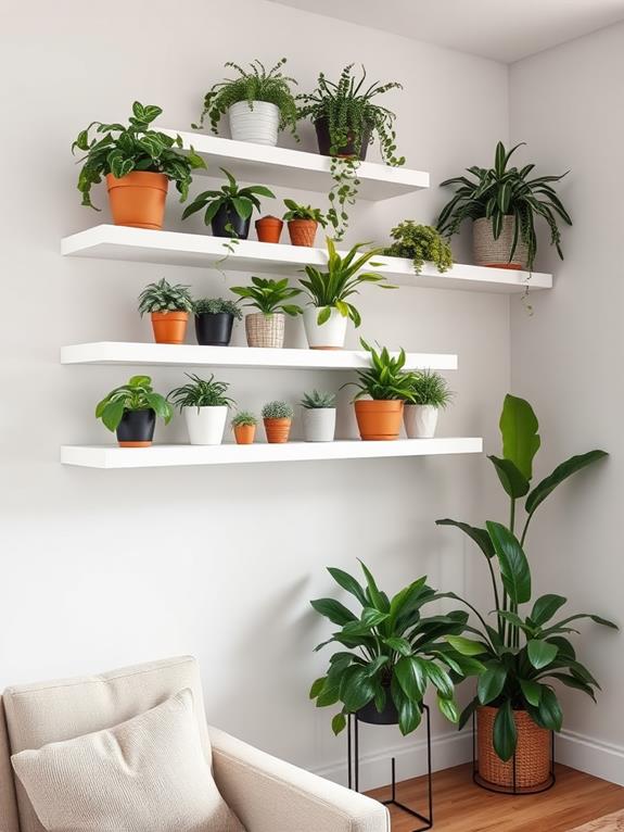 greenery display with shelves