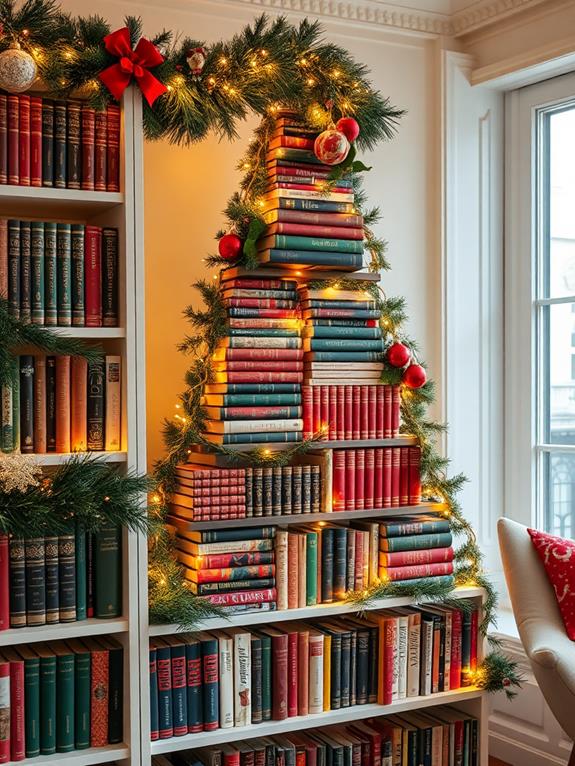 holiday themed book displays