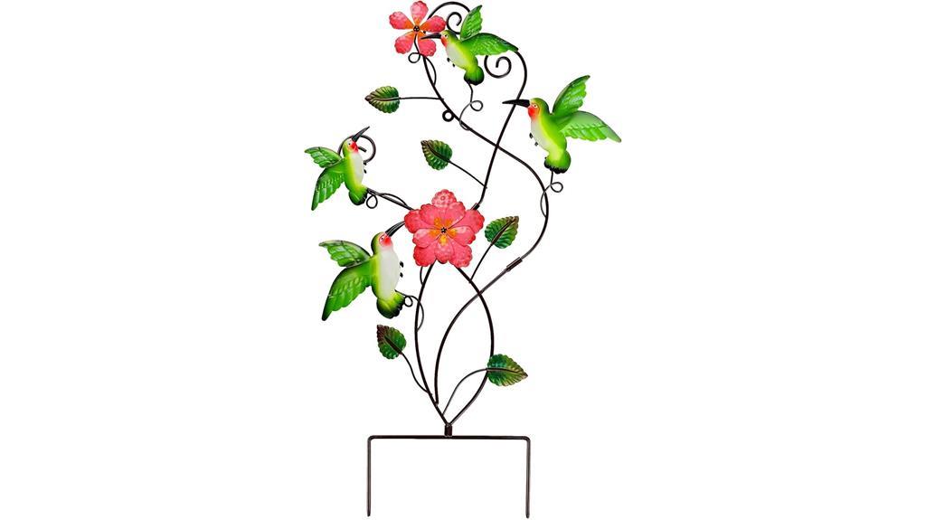 hummingbirds garden stake decor