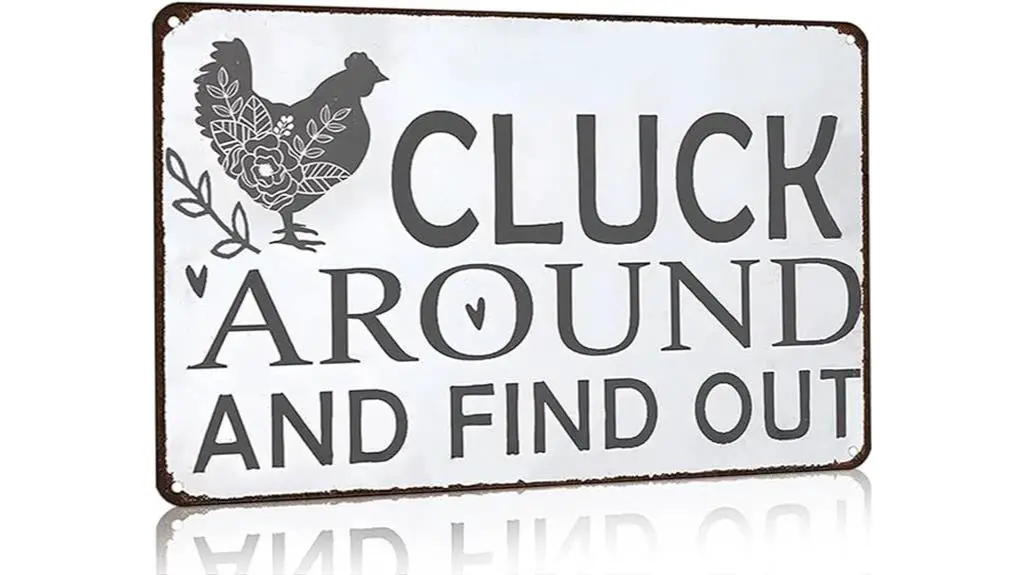 humorous chicken tin sign