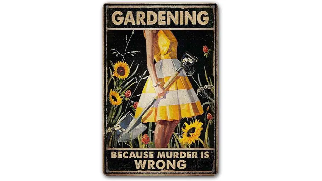 humorous metal garden sign