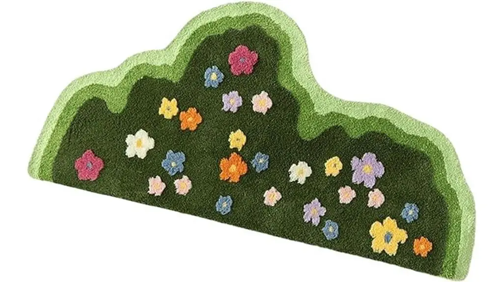 irregular green floral rug