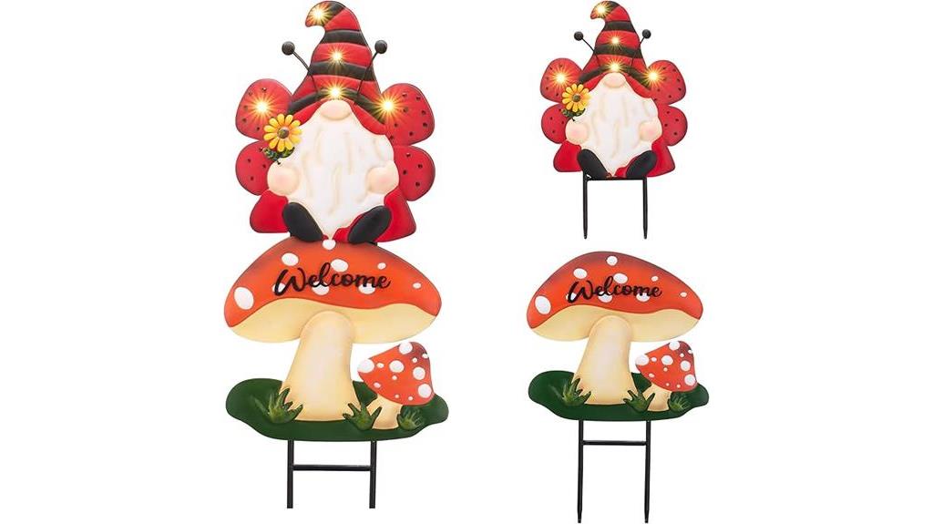 ladybug gnome garden stakes