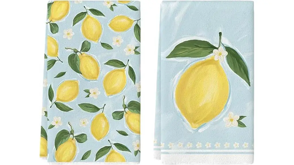 lemon flower kitchen towels