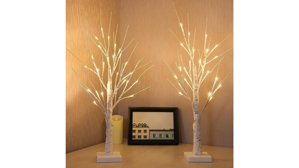 lighted birch tree set