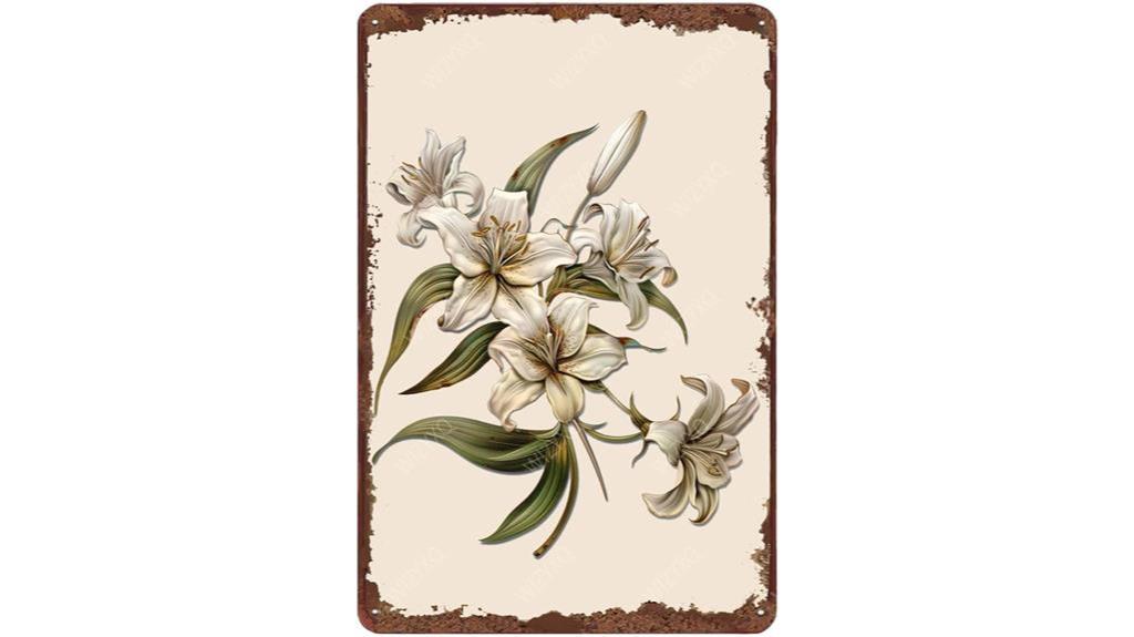 lily flowers metal sign