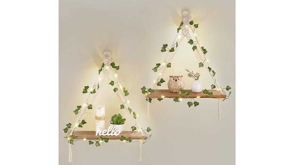 macrame hanging shelves set