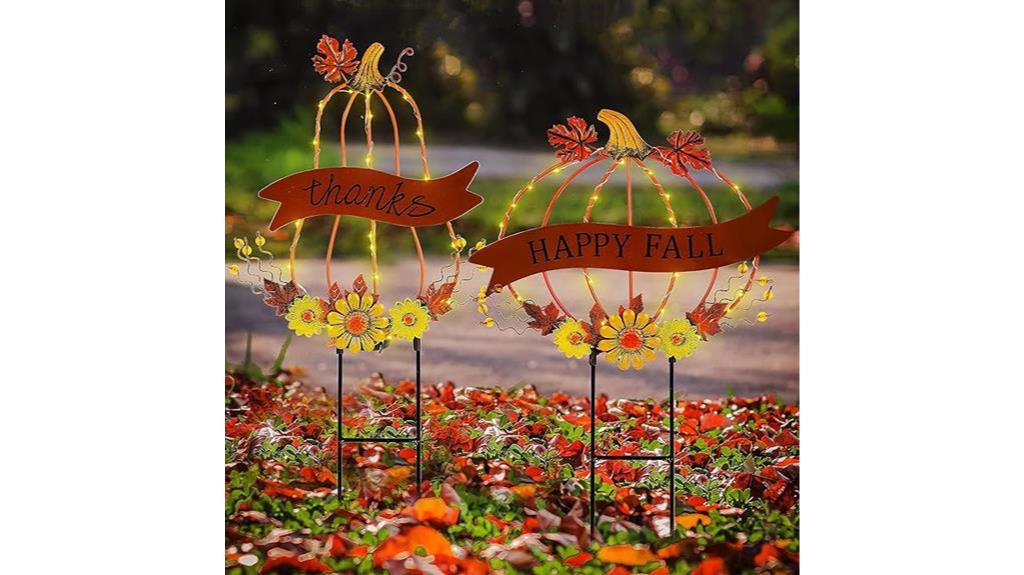 metal pumpkin stakes set