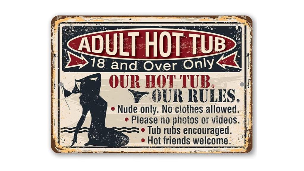 metal sign for hot tubs