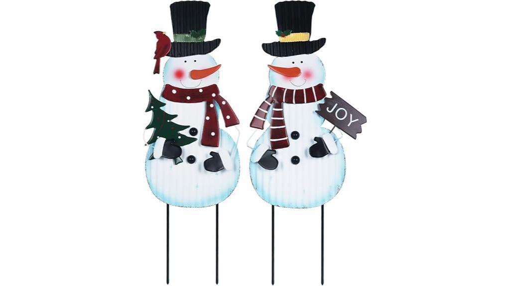 metal snowman garden stakes