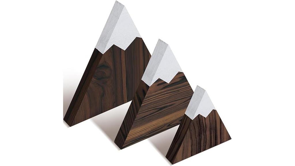 mountain themed wooden shelf decor