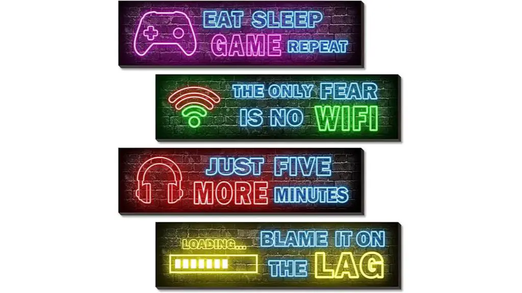 neon gaming posters decor