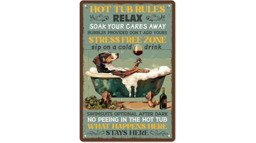 outdoor hot tub rules sign