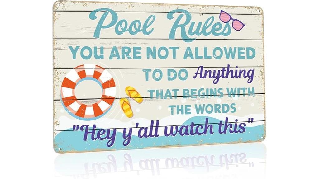 outdoor pool decor sign