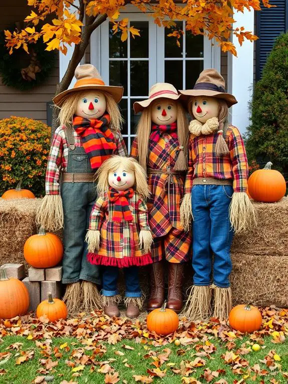 playful scarecrow family portrait