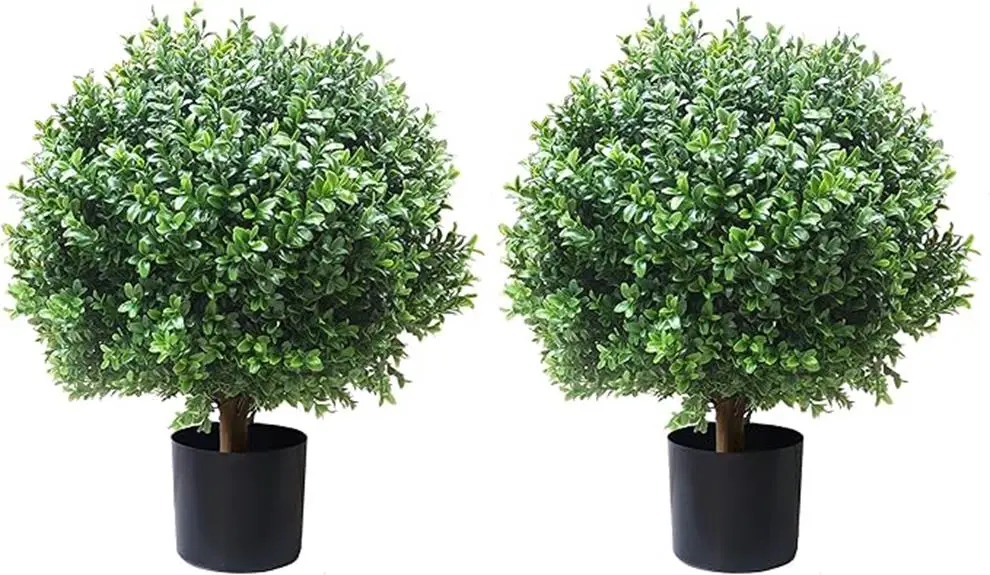 potted artificial topiary trees