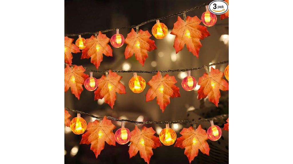 pumpkin lights maple leaves