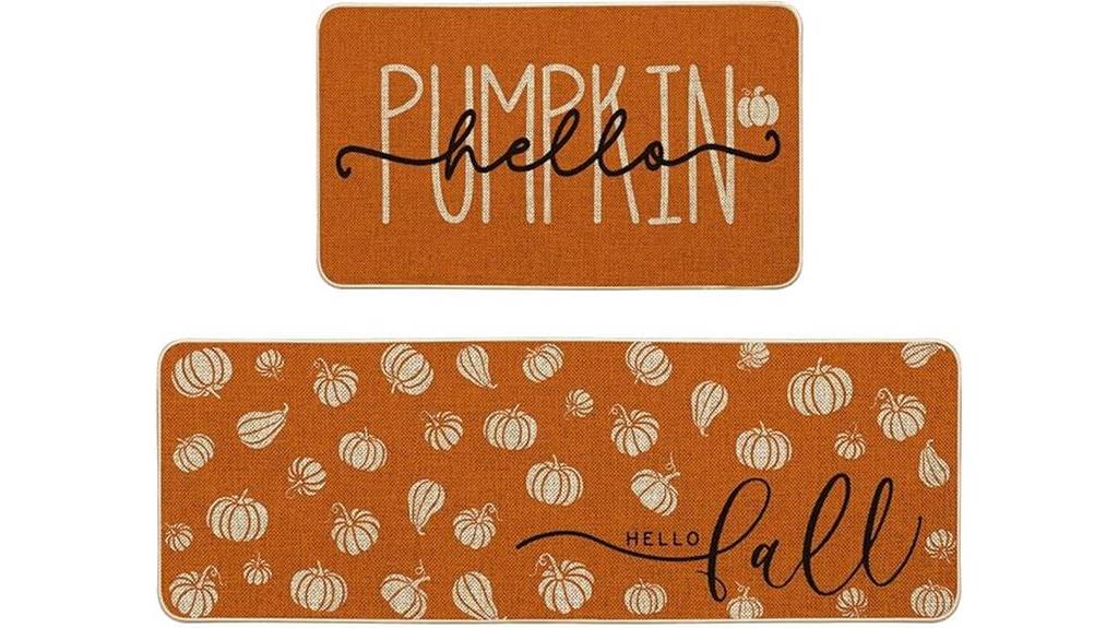 pumpkin themed kitchen mats set