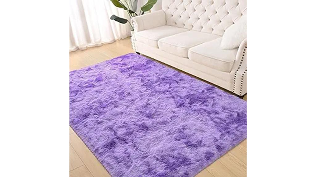 purple fluffy area rug