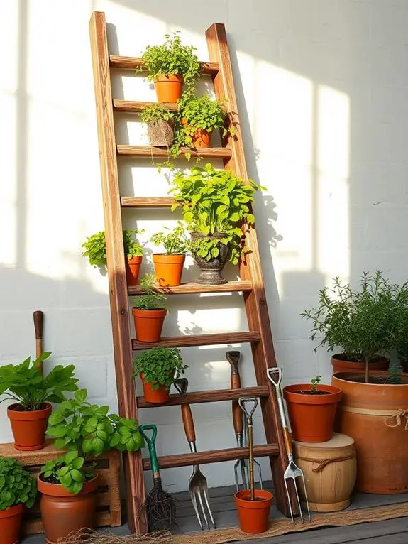 repurposed ladder garden planter