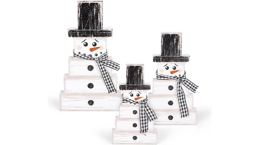 retro wooden snowman decorations