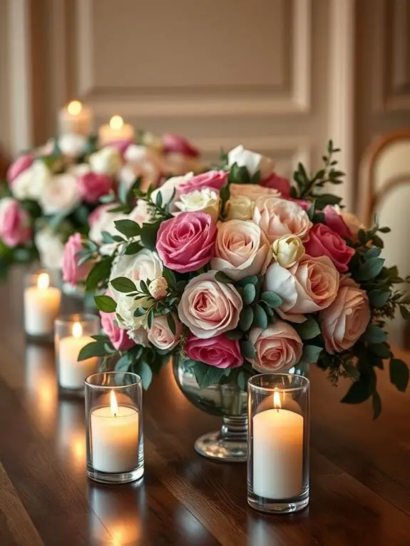 romantic floral candle arrangements