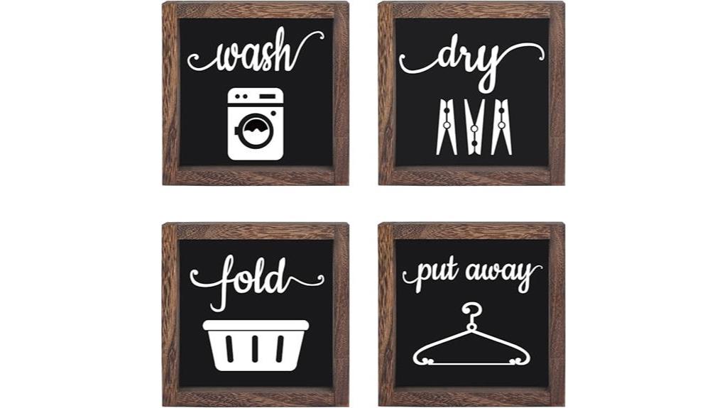 rustic wooden laundry signs