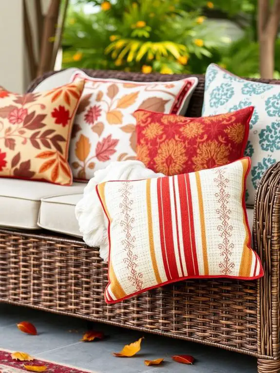 seasonal outdoor fabric pillows