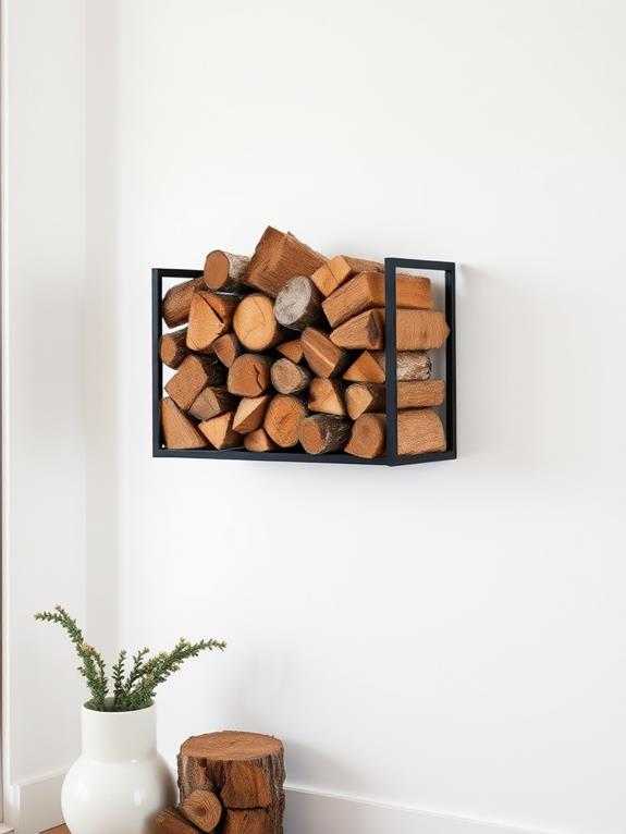 sleek indoor log storage